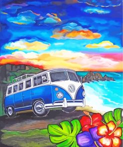 Blue Volkswagen Van Paint By Numbers