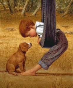 Boy and Dog Friendship Paint By Numbers