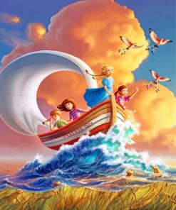 Girl On Boat Fantasy Paint By Numbers
