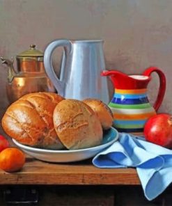 Still Life with Bread and Fruits Paint By Numbers