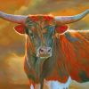 Brown Longhorn Bull Paint By Numbers