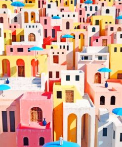 Colorful Buildings Illustrations Paint By Numbers