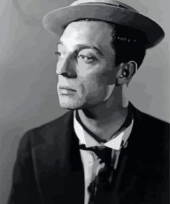Buster Keaton Black White Paint By Numbers