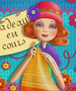 Knitting Woman Illustration Paint By Numbers