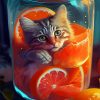 Cat with Orange Slices Paint By Numbers