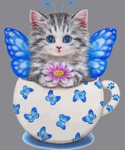 Colorful Cat and Butterfly Paint By Numbers
