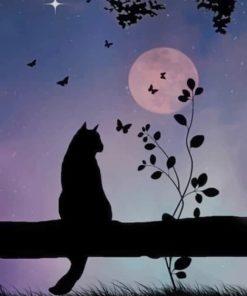 Moonlit Cat Silhouette Paint By Numbers