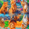 Cats and Wild Animals Water Reflection Paint By Numbers
