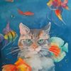 Golden Fishes and Cat Paint By Numbers