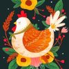 Chicken and Flower Art Paint By Numbers