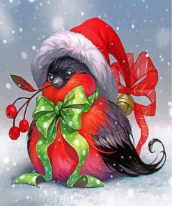 Christmas Bird Snow Scene Paint By Numbers