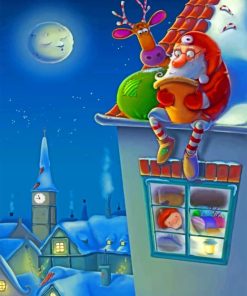 Santa Claus Under the Moon Paint By Numbers