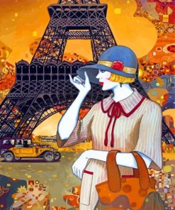 Elegant Eiffel Tower Lady Paint By Numbers