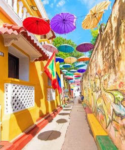 Colombia Streets Umbrella Vibes Paint By Numbers