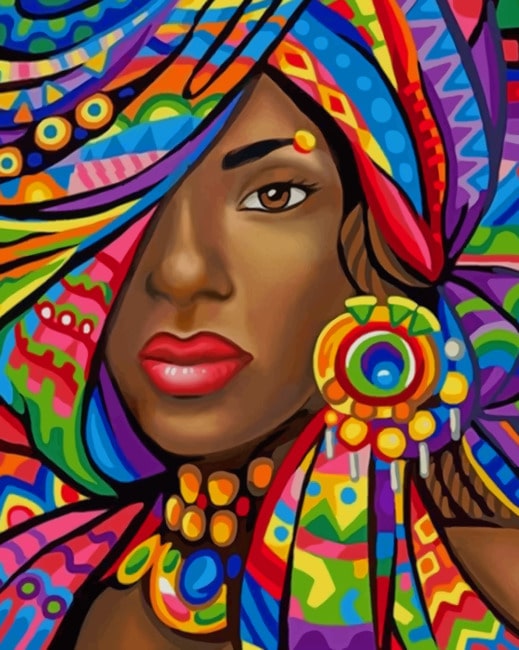 Finalized Colorful African Woman artwork