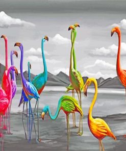 Colorful Flamingos Birds Paint By Numbers