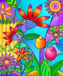 Colorful Abstract Flower Art Paint By Numbers