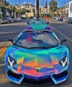 Blue Lamborghini Car Paint By Numbers