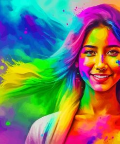 Colorful Lady Splatter Paint By Numbers