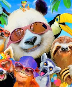 Monkeys and Pandas Summer Fun Paint By Numbers