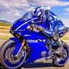Blue Motorcycle Engine Paint By Numbers