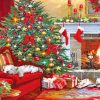 Christmas Pets by the Fireplace Paint By Numbers