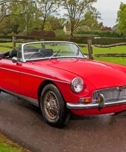 Classic Red MG Roadster Paint By Numbers