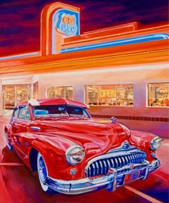 Red Vintage Muscle Car Paint By Numbers