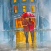 Romantic Couple Red Umbrella Paint By Numbers