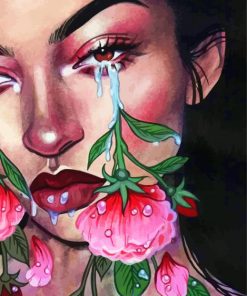 Crying Flowers in Pink Paint By Numbers