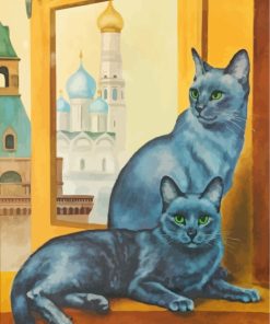 Cyan Russian Blue Kitten Paint By Numbers