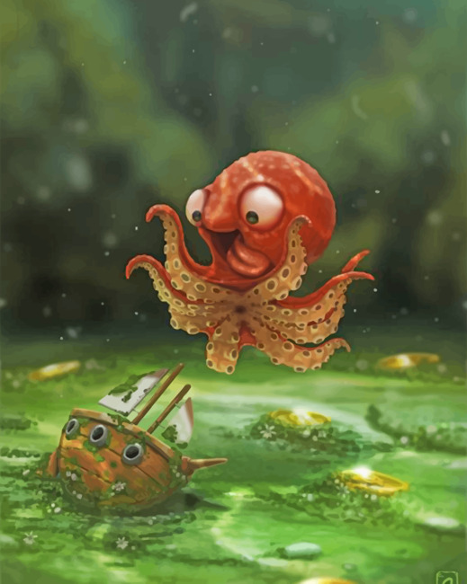 Finalizing Adorable Fantasy Kraken artwork