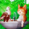 Cute Cats and Birds Paint By Numbers