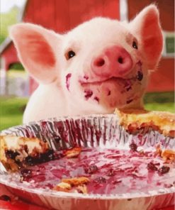Cute Pig Eating Scene Paint By Numbers