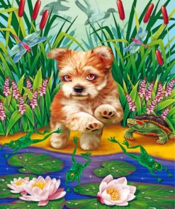 Cute Dog and Cactus Paint By Numbers