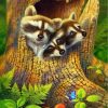 Cute Raccoon and Tree Paint By Numbers