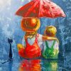 Cute Umbrella Siblings Paint By Numbers