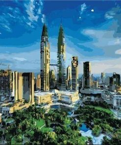 Petronas Twin Towers Cityscape Paint By Numbers