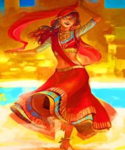 Indian Woman Traditional Dance Paint By Numbers