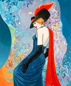Elegant Deco Woman Black Hat Paint By Numbers