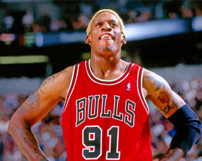 Finalizing the Dennis Rodman Chicago Bulls Paint By Numbers Artwork