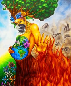 Mother Earth in Flames Paint By Numbers