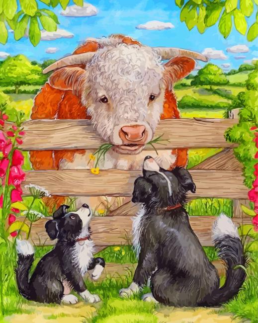 Finalizing the Dogs And Cows Animal Paint By Numbers artwork