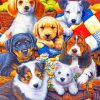 Dogs and Flowers Paint By Numbers