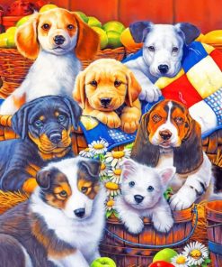 Dogs and Flowers Paint By Numbers