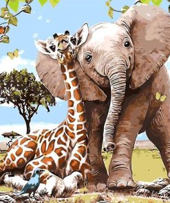 Elephant and Giraffe Safari Paint By Numbers