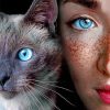 Blue-Eyed Girl and Cat Paint By Numbers