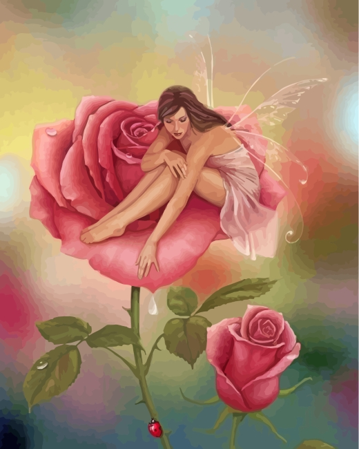 Finalizing the Pink Rose Fairy Paint By Numbers artwork