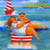 Romantic Fat Couples Beach Scene Paint By Numbers
