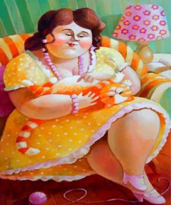 Fat Woman and Her Pet Paint By Numbers